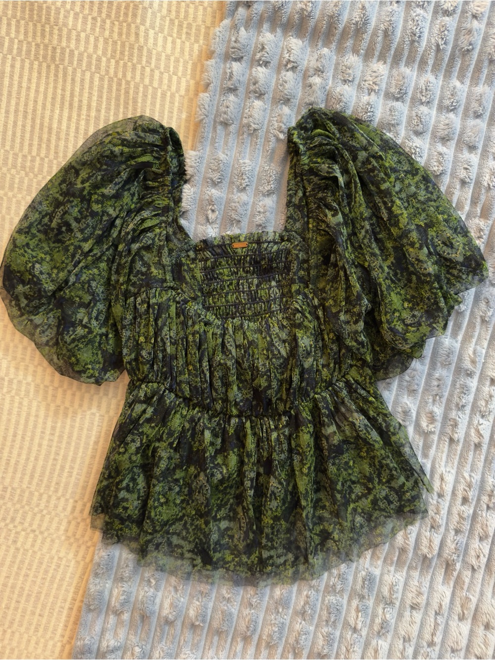 Free People Penelope Printed Smock Crop Top | Size XS
